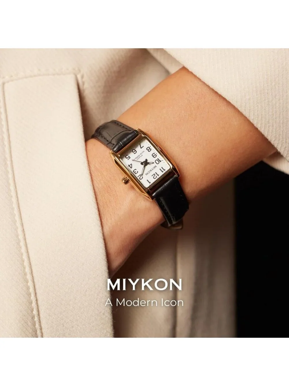 Women's Arabic Gold Case White Dial Dainty Vintage Tank Classic Square Watches